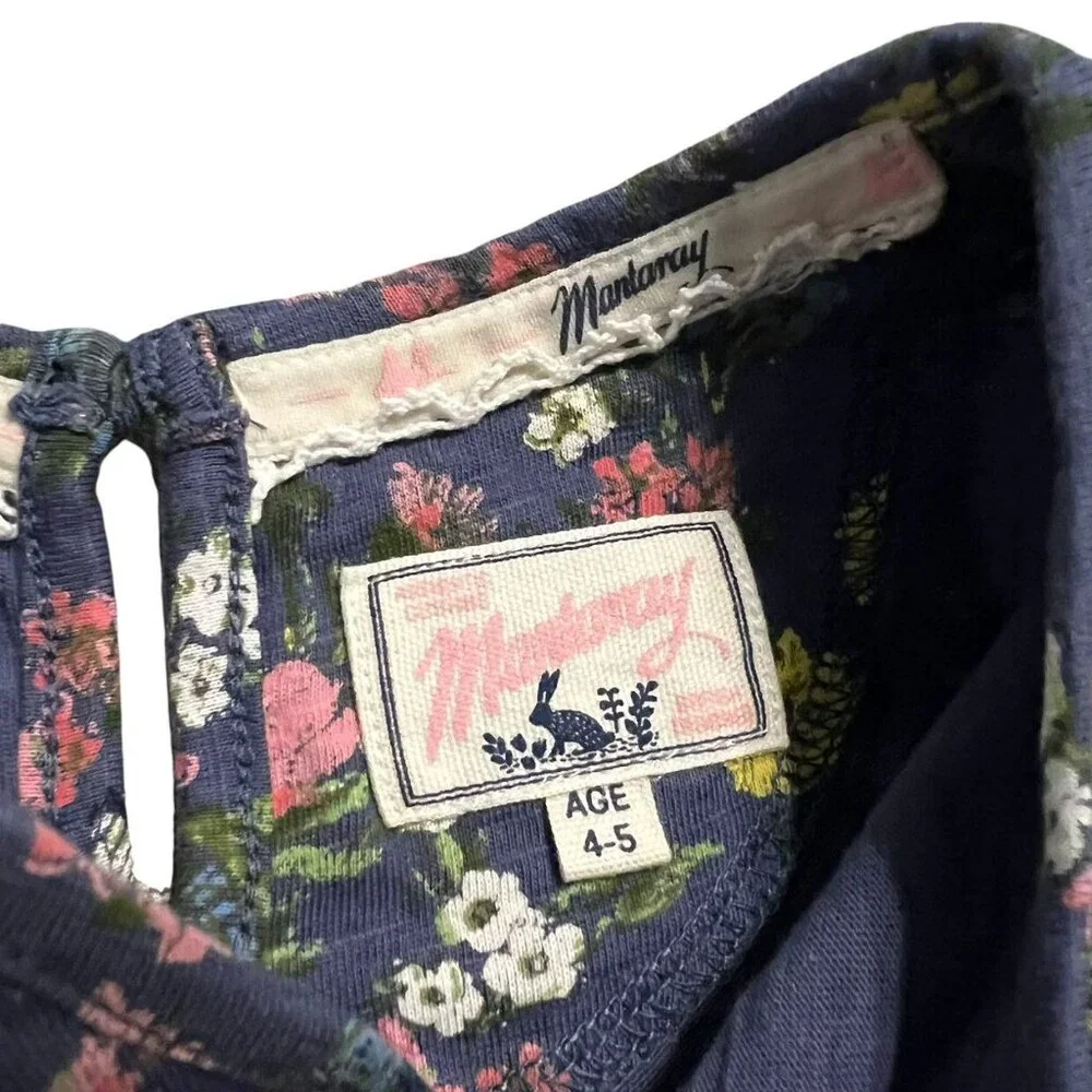 Mantaray 4-5Y Navy Floral Bunny Print Dress